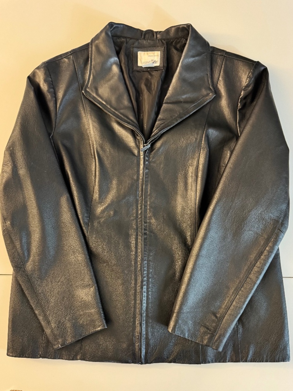 Vintage Black Leather Jacket | Classic Minimalist Zip Front Moto Style